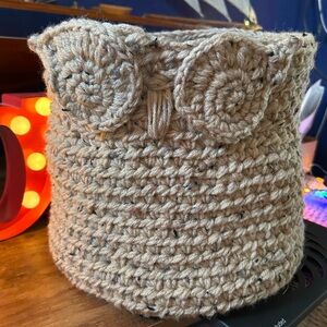 New Hand Crafted Crochet Owl Basket